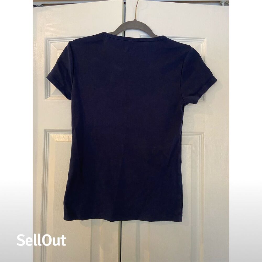 J.Crew Women's Navy Blue Cotton Crew Neck Tee Size M Casual Top - Picture 3 of 3